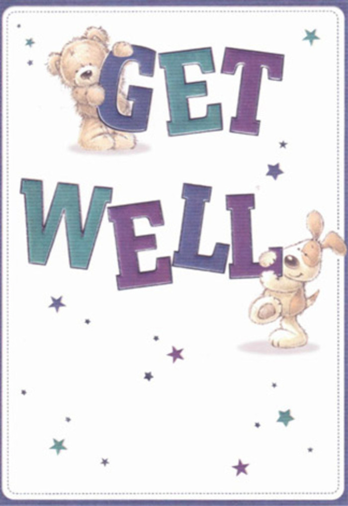 This get well card is a tender celebration of encouragement, its playful illustrations echoing the community heart of South Ruislip. At its centre, a friendly bear and a puppy-rendered in soft, inviting hues-radiate childhood innocence and genuine kindness. Around them, a constellation of twinkling stars seems to gently scatter hope, reminiscent of the light that dances through Ruislip Woods or across the local high street. The bold, joy-filled letters in vibrant aqua and purple ground the design with cheerful reassurance, much as a well-chosen bouquet from South Ruislip Florist lifts a room's mood. The textures-a bear's plush fur and the puppy's velvety ears-are so finely illustrated, they invite the imagination to reach out and touch. As with arranging flowers, every brushstroke is intentional and uplifting, creating a card bursting with positivity and heartfelt care. Ideal for sending to loved ones recuperating in the area, its lightness and warmth are perfectly suited for cheering spirits, no matter the recipient's age.